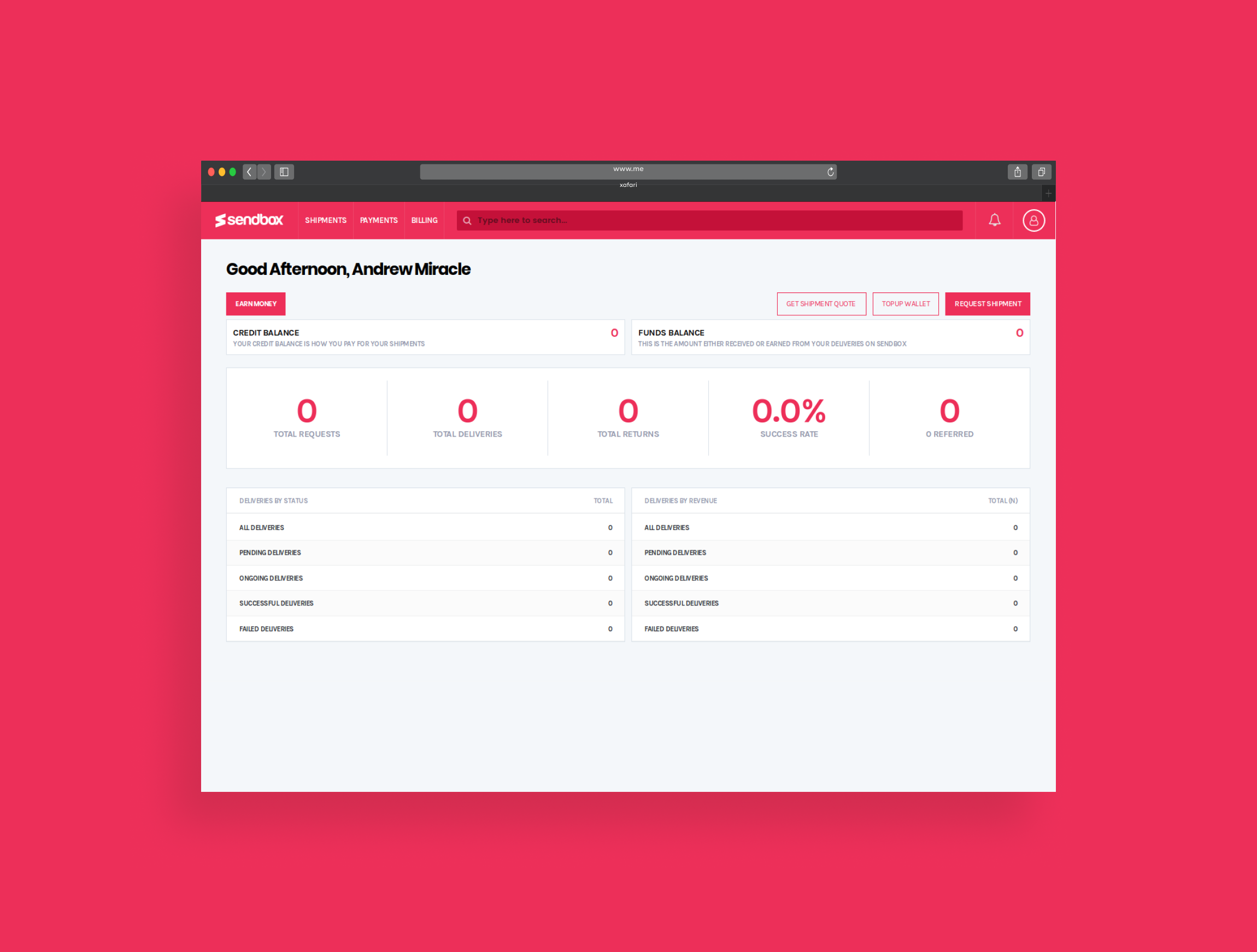 sendbox merchant dashboard