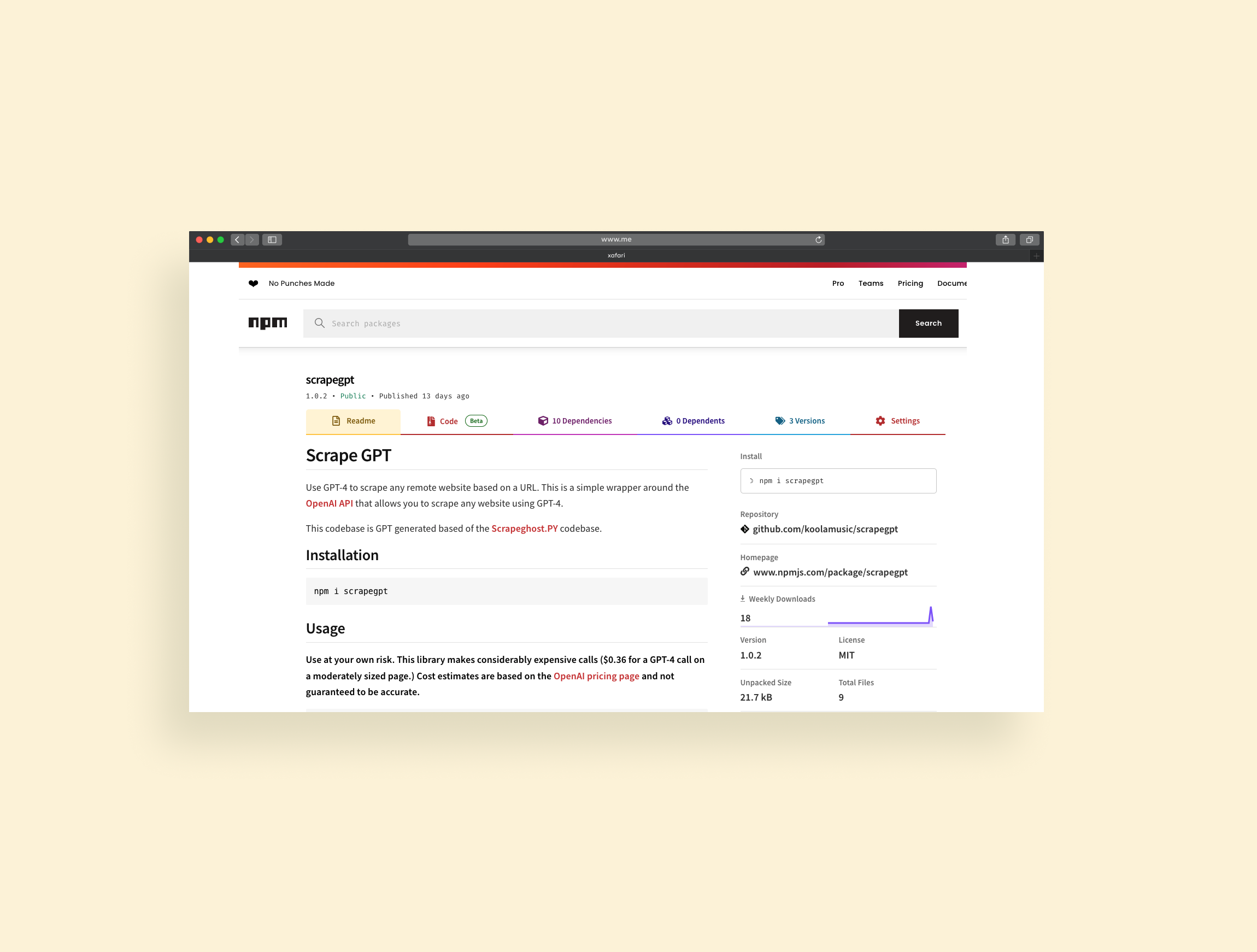 Use GPT-4 to scrape any remote website based on a URL.